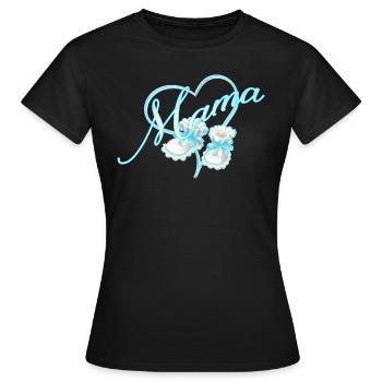 Mama mit Herz & Babyschuhe in Himmelblau - Frauen T-Shirt - Schwarz - Vorne - AI Model Female 172 dark (172cm)