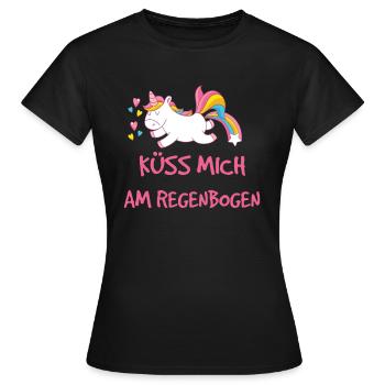 Küss mich am Regenbogen - Frauen T-Shirt - Schwarz - Vorne - AI Model Female 172 dark (172cm)