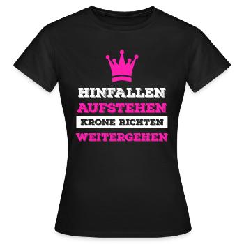 Tomber debout Debout la couronne - T-shirt Femme - noir - Devant - AI Model Female 172 dark (172cm)