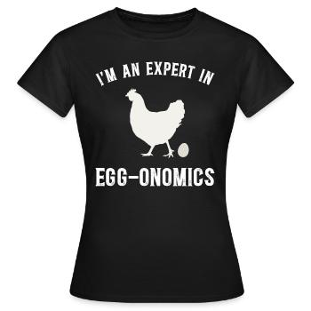 Expert in Economics - Chicken Humor - Women's T-Shirt - black - Front - AI Model Female 172 dark (172cm)