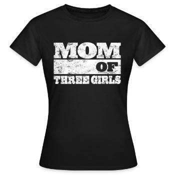 Maman Maman de trois filles Idée cadeau Fête des mères - T-shirt Femme - noir - Devant - AI Model Female 172 dark (172cm)