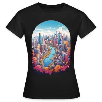 Paysage urbain - T-shirt Femme - noir - Devant - AI Model Female 172 dark (172cm)