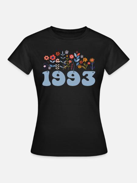 1993 Blumenmuster 1993 Blumen-thema Blumen 1993 - Frauen T-Shirt - Schwarz