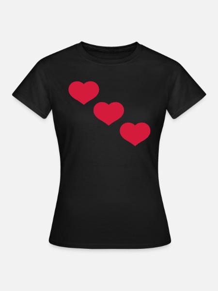 herzen - Frauen T-Shirt - Schwarz