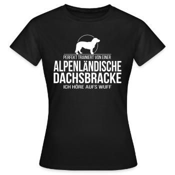 ALPENLÄNDISCHE DACHSBRACKE wuff - Frauen T-Shirt - Schwarz - Vorne - AI Model Female 172 dark (172cm)
