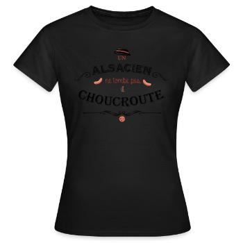 Un Alsacien ne tombe pas - T-shirt Femme - noir - Devant - AI Model Female 172 dark (172cm)