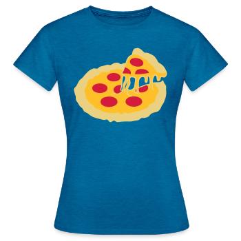 faim chaude fromage faim morceau salami pizza nour - T-shirt Femme - bleu saphir antique chiné - Devant - AI Model Female 172 dark (172cm)
