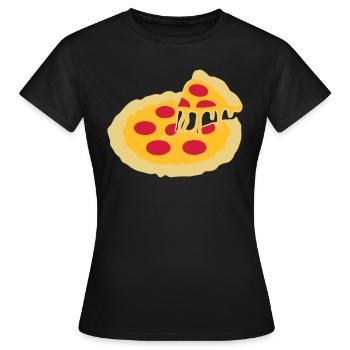 hot hunger cheese hunger piece salami pizza delici - Women's T-Shirt - black - Front - AI Model Female 172 dark (172cm)