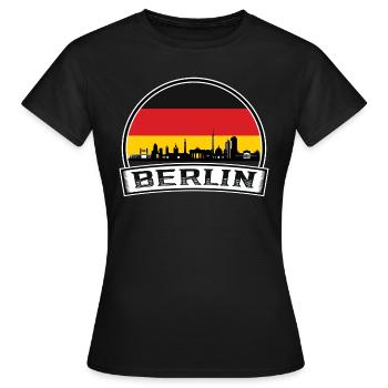 Berlin Skyline Retro Sun lettrage - T-shirt Femme - noir - Devant - AI Model Female 172 dark (172cm)