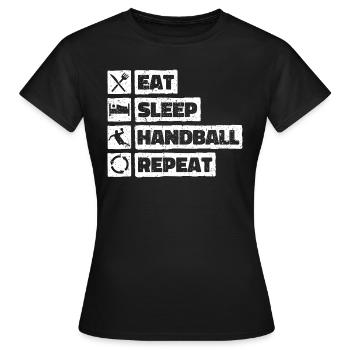 Eat Sleep Handball Repeat retro vintage teamsport - Women's T-Shirt - black - Front - AI Model Female 172 dark (172cm)