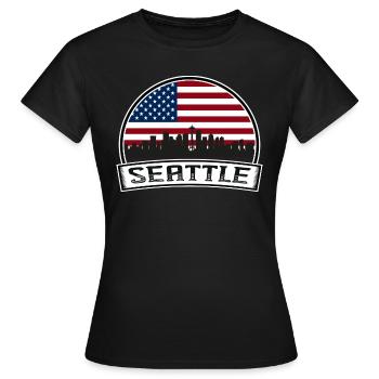 Seattle USA - Frauen T-Shirt - Schwarz - Vorne - AI Model Female 172 dark (172cm)