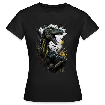 Vélociraptor - T-shirt Femme - noir - Devant - AI Model Female 172 dark (172cm)