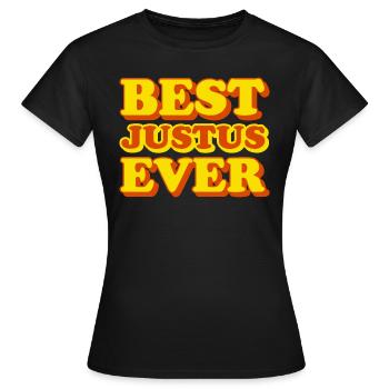 Justus First Name Funny Gift - Women's T-Shirt - black - Front - AI Model Female 172 dark (172cm)