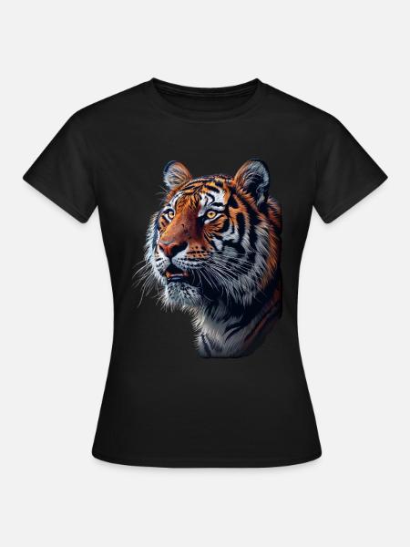 Tiger im Seitenprofil - Frauen T-Shirt - Schwarz