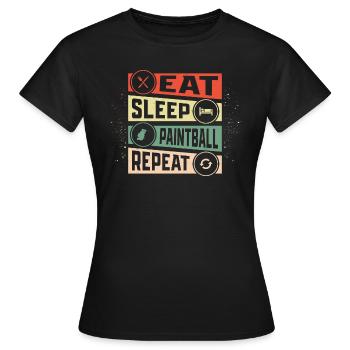 Manger Dormir Paintball Répéter Joueur Tactique Paintba - T-shirt Femme - noir - Devant - AI Model Female 172 dark (172cm)