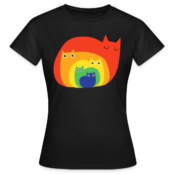 Rainbow Cats Cute - Frauen T-Shirt - Schwarz - Vorne - AI Model Female 172 dark (172cm)