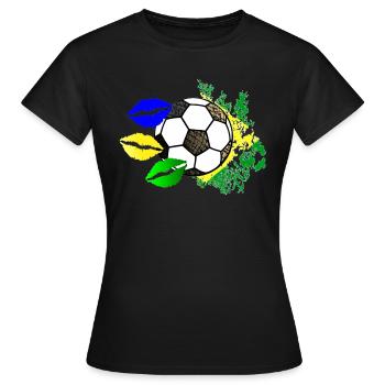 Baiser de football (Brésil) 02 - T-shirt Femme - noir - Devant - AI Model Female 172 dark (172cm)