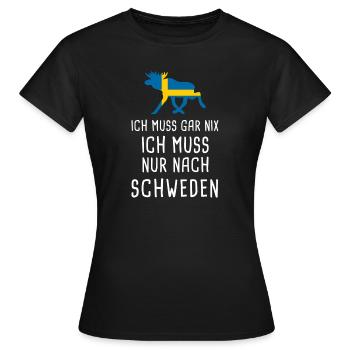 Ich muss nach SCHWEDEN Sverige Elch Geschenk - Frauen T-Shirt - Schwarz - Vorne - AI Model Female 172 dark (172cm)