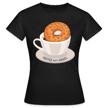Le café rencontre le bagel - T-shirt Femme - noir - Devant - AI Model Female 172 dark (172cm)