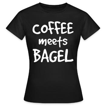 Le café rencontre Bagel - T-shirt Femme - noir - Devant - AI Model Female 172 dark (172cm)