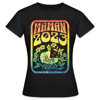 Grossesse Femme Enceinte - Future Maman 2023 - T-shirt Femme - noir - Devant - AI Model Female 172 dark (172cm)