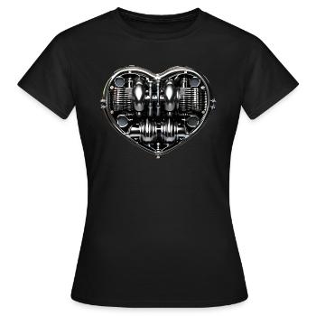 Mecanic heart valentine - Cœur saint valentin méca - T-shirt Femme - noir - Devant - AI Model Female 172 dark (172cm)