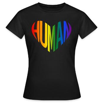 LGBTQ Human Herzform Design - Frauen T-Shirt - Schwarz - Vorne - AI Model Female 172 dark (172cm)
