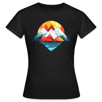 Montagnes abstraites aux couleurs vives - T-shirt Femme - noir - Devant - AI Model Female 172 dark (172cm)