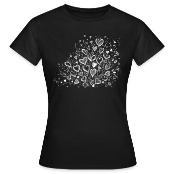 Bouquet d’idole de cœur - T-shirt Femme - noir - Devant - AI Model Female 172 dark (172cm)