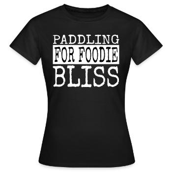 paddleboarding tips food blogs happy - Frauen T-Shirt - Schwarz - Vorne - AI Model Female 172 dark (172cm)