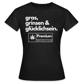 gras grinsen & glücklichsein - Frauen T-Shirt - Schwarz - Vorne - AI Model Female 172 dark (172cm)