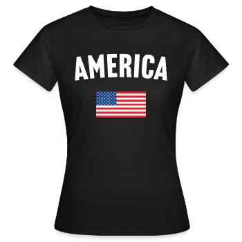 Amerika Flagge - Frauen T-Shirt - Schwarz - Vorne - AI Model Female 172 dark (172cm)