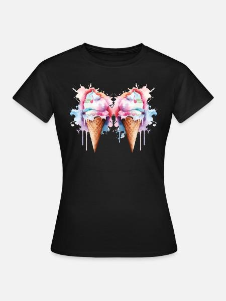 Eis Eiscreme - Frauen T-Shirt - Schwarz