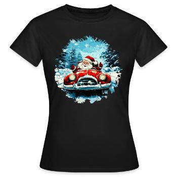 Autofahrer Weihnachten / Weihnachtsmann Autofahrer - Frauen T-Shirt - Schwarz - Vorne - AI Model Female 172 dark (172cm)