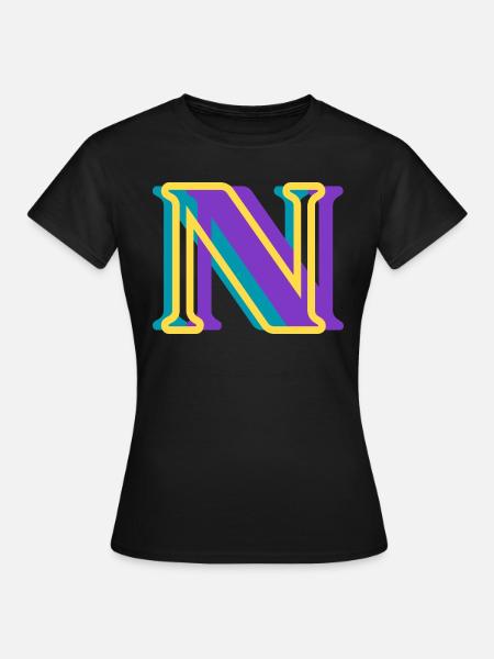 Mehrfarbiger Buchstabe n - Frauen T-Shirt - Schwarz