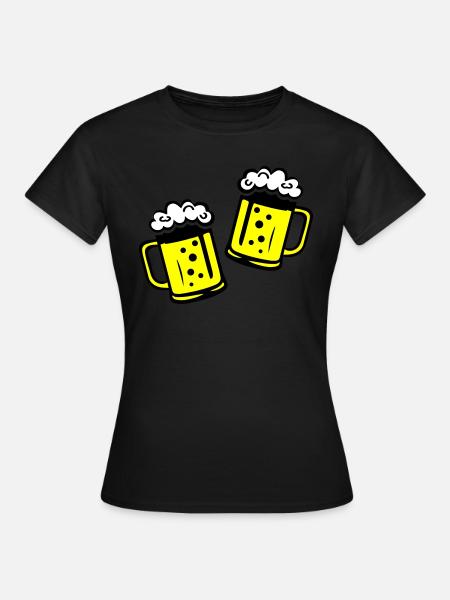 Bier Bierkrug Prost - Frauen T-Shirt - Schwarz