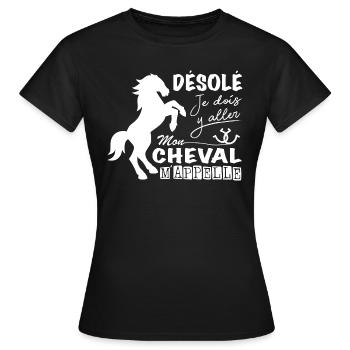 Cheval Shirt • Equitation Cavalier • Poney Cadeaux - T-shirt Femme - noir - Devant - AI Model Female 172 dark (172cm)