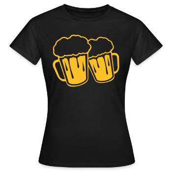 anstossen 2 freunde paar mass glas bayern deutschl - Frauen T-Shirt - Schwarz - Vorne - AI Model Female 172 dark (172cm)