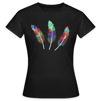 feathers,colorful,feather,graffiti - Women's T-Shirt - black - Front - AI Model Female 172 dark (172cm)