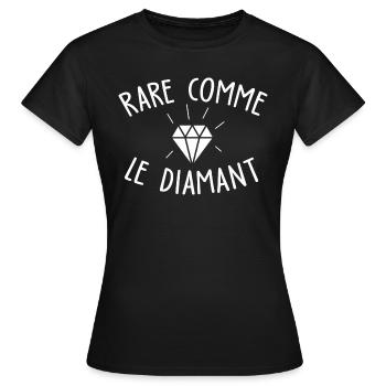 Rare comme le diamant / humour noir - T-shirt Femme - noir - Devant - AI Model Female 172 dark (172cm)
