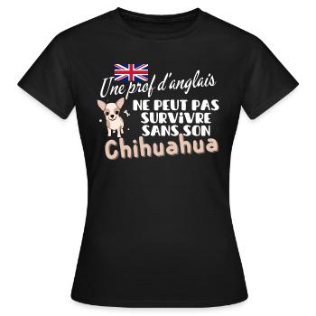 Idée cadeau femme prof d'anglais chien - T-shirt Femme - noir - Devant - AI Model Female 172 dark (172cm)