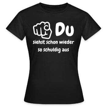 Schuld - Frauen T-Shirt - Schwarz - Vorne - AI Model Female 172 dark (172cm)