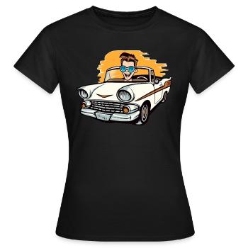 Clément en cabriolet - T-shirt Femme - noir - Devant - AI Model Female 172 dark (172cm)