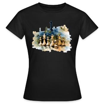 Huile sur toile échiquéenne - T-shirt Femme - noir - Devant - AI Model Female 172 dark (172cm)