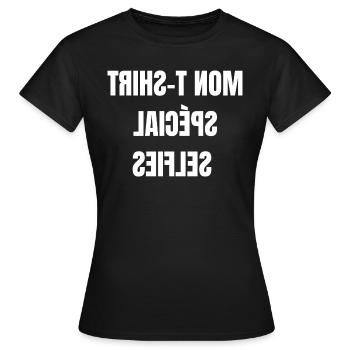 Mon t shirt spécial selfies - T-shirt Femme - noir - Devant - AI Model Female 172 dark (172cm)