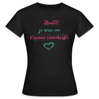 Bientôt je serai une Maman formidable - T-shirt Femme - noir - Devant - AI Model Female 172 dark (172cm)