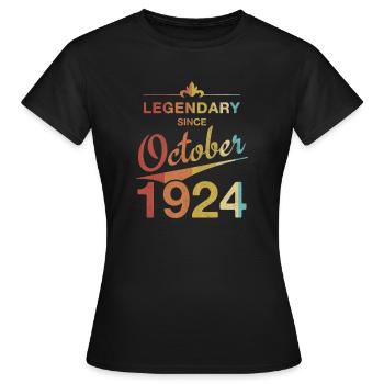 100th Birthday Legendary since October 1924 - Women's T-Shirt - black - Front - AI Model Female 172 dark (172cm)