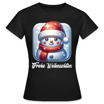 Weihnachts Schneemann Frohe Weihnachten - Frauen T-Shirt - Schwarz - Vorne - AI Model Female 172 dark (172cm)