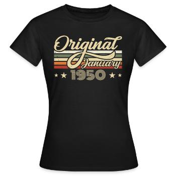 Anniversaire Janvier 1950 Janvier Né en Janvier - T-shirt Femme - noir - Devant - AI Model Female 172 dark (172cm)