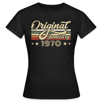 Anniversaire Janvier 1970 Janvier Né en Janvier - T-shirt Femme - noir - Devant - AI Model Female 172 dark (172cm)